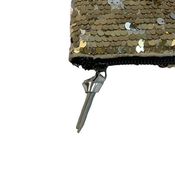 BCBGeneration Women’s Black & Gold Sequin Fold Over Clutch Bag Zippered 13 X 12 - Picture 4 of 11